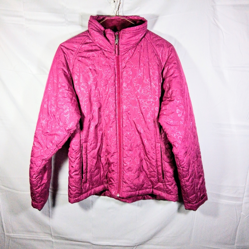White Sierra Lined Floral Fuschia/Pink Barbiecore Women's Puffer Jacket M